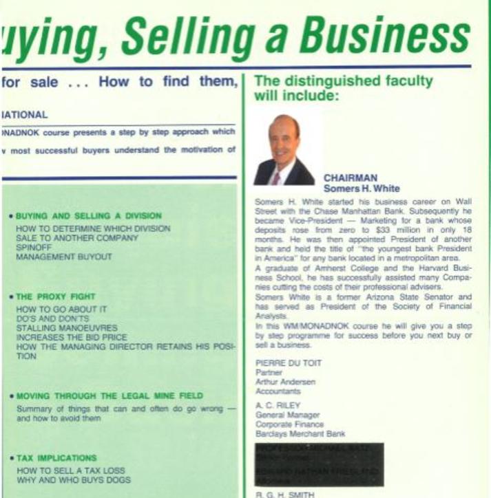 Buying and Selling a Business by Somers White